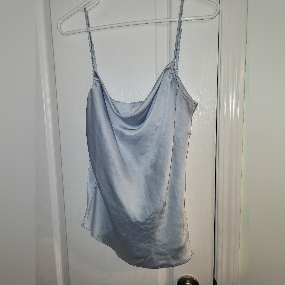 wilfred (aritzia) pale blue satin top